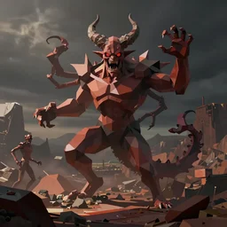 low poly render of hell by giuseppe de nittis and frank o'meara # film and hyperrealistic