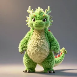 full body portrait of a tall cute green fuzzy anthropomorphic male dragon with wide hips and thighs standing and a red spike on the tip of the tail, soft lighting, artstation, extremely detailed