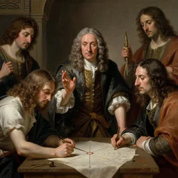 Knowledge al-Khwarizmi teaching Algebra, by Greg Rutkowski and Eugène Delacroix and Francis Bacon and Hieronymus Boch, artistic, sweat and labour, realistic fantasy, beautiful faces aesthetic, establishing shot, 8k resolution, dramatic lighting