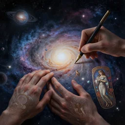 galaxy - hands crafting the milky way, cosmic art, sci fi, nebula, solar system, intricate, elegant, highly detailed hand, wide angle, digital painting, artstation, concept art, sharp focus, illustration, art by artgerm, bob eggleton, stephen hickman, richard corben, wayne barlowe, greg rutkowski, alphonse mucha,