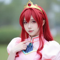 close up shot of cosplayer dressed as princess garnet til alexandros from the video game final fantasy ix