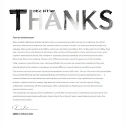 a letter saying thanks to the creators of stable diffusion for making it free, photo, 4 k, realistic