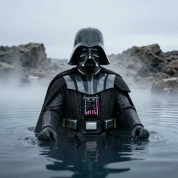 darth vader sitting in a hot spring in iceland