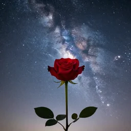 A red rose in milkyway