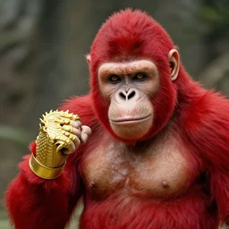 a red ape with a golden dragon fist