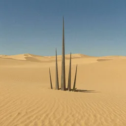 flat desert, isolated spikes, greg rutkowski, alan lee, gustave mucha