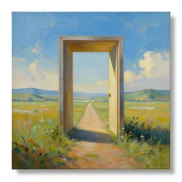 a beautiful painting of a portal to infinite creativity, landscape, 8 k, photorealism
