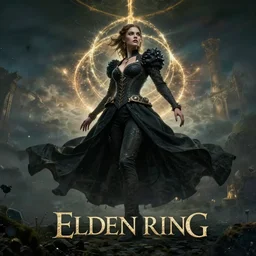 beautiful cinematic fantasy poster, character concept of a beautiful fashion model wearing haute couture in dynamic pose, wideshot ultrawide angle epic scale, hybrid from The Elden Ring and art direction by Darius Zawadzki ;by artgerm; wayne reynolds art station; cinematic quality character render; low angle; ultra high quality model; production quality cinema model;