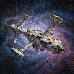 ian miller, rotten space station, floating in psychedelic space nebula, highly detailed