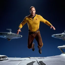 Captain Picard jumping from the enterprise
