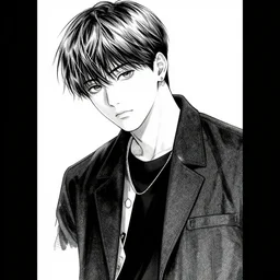 Jungkook by Yoji Shinkawa, Shinkawa official manga artwork, black and white