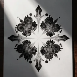 one big inkblot on the paper, rorschach test, symmetrical, lightly styled to JoJo