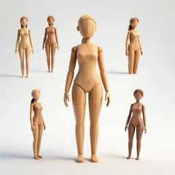 wooden woman design, character sheet, 3d render, Greg Rutkowski, Zabrocki, Karlkka, Jayison Devadas, Phuoc Quan, trending on Artstation, 8K, ultra wide angle, zenith view, pincushion lens effect