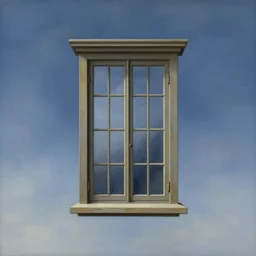 window floating in the sky, by rene magritte, centered, detailed painting, hd, hq, high resolution, high detail, 4 k, 8 k