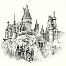 harry potter in hogwarts, sketch by rk laxman
