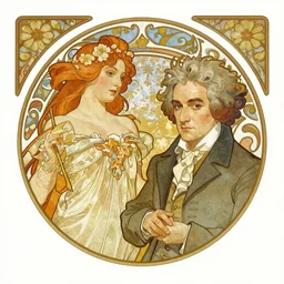 JS Bach and Beethoven in style of Mucha