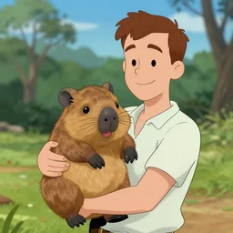 archie andrews holding a wombat