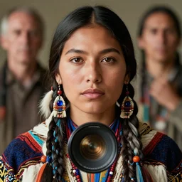 portrait of a stunningly beautiful natove american female, depth of field, zeiss lens, detailed, symmetrical, centered, fashion photoshoot, by Annie Leibovitz and Steve McCurry, David Lazar, Jimmy Nelsson, Breathtaking, 8k resolution, extremely detailed, beautiful, establishing shot, artistic, hyperrealistic, beautiful face, octane render