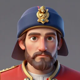 the head of napoleon with the eyes staring at the camera, 3 d octane render.