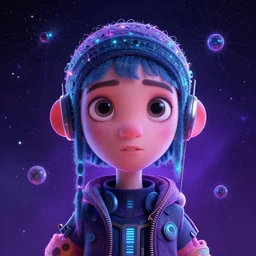 lofi fractal cosmic divine biopunk portrait, pixar style, by tristan eaton stanley artgerm and tom bagshaw.