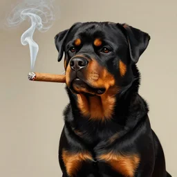 rottweiler smoking a cigar, stylized, digital painting