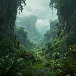 beautiful lush atmospheric alien landscape