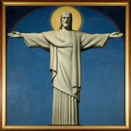 a painting of a humanized version of christ the redeemer, renaissance style