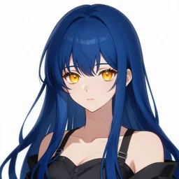 attractive long blue - haired girl with bangs gothic anime character with amber eyes, noir, screenshot, anime, sharp focus, intricate, illustration, cell shaded, digital painting, highly detailed, concept art, matte, art by ilya kuvshinov, wlop, and greg rutkowski, studio quality, james jean, artem demura