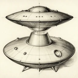 Leonardo da Vinci's technical sketch of UFO Field-Propulsion Technology , highly detailed