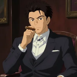 gangster with cigar, hot, suit, male, masculine, portrait shinkai makoto studio ghibli studio key hideaki anno sakimichan stanley artgerm lau rossdraws james jean marc simonetti elegant highly detailed digital painting artstation pixiv