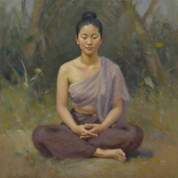 an expressive oil painting of buzor sor muk win go dar jun