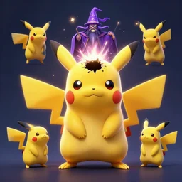 pikachu electrocutes a magical wizard with a hole in his head, 4 / 3, symmetrical, golden ratio, digital art, fantasy art, octane render, unreal engine, high detail, very realistic, by greg rutkowski, by james gurney
