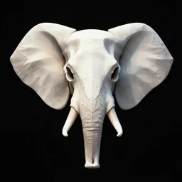 a stylized elephant skull, geometric patterns, front view, black background, unreal engine, concept art, album cover