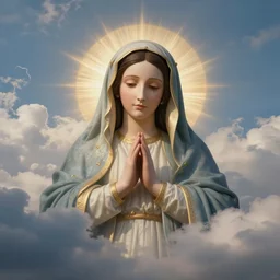sky with clouds shaped like virgin mary portrait