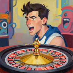 greg manchess portrait painting of casino roulette with a mouth as overwatch character, medium shot, asymmetrical, profile picture, organic painting, sunny day, matte painting, bold shapes, hard edges, street art, trending on artstation, by huang guangjian and gil elvgren and sachin teng