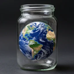 planet earth inside a jar of glass, artsation