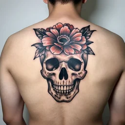 flower skull on the back from a man