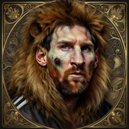 Lionel Messi as a zombie, closeup, D&D style, fantasy, intricate, elegant, highly detailed, digital painting, artstation, concept art, matte, sharp focus, illustration, art by Artgerm and Greg Rutkowski and Alphonse Mucha