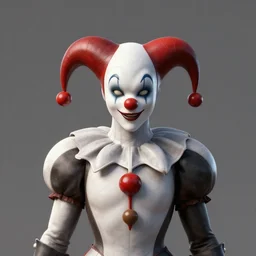 front shot of a court jester character, by artgerm greg rutkowski gustave dore, octane render, polished glossy, holographic metallic, bionic futurism, galactic robotic cyborg, 8 5 mm f 1. 8 lit edges, elegant luminous complex quartz highly detailed concept, polygonal shards, artstation sharp focus ray tracing cinematic masterpiece fine portrait ominous