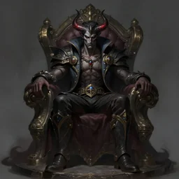 gentleman from hell on the throne, league of legends, concept art, character design, wallpapers, dark fantasy, greg rutkowski, trending on artstation, detailed