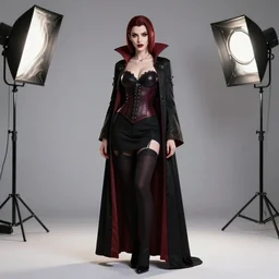 Beautiful, professional model, vampire, Shalltear Bloodfallen, Studio Photography, Editorial photography, Studio Lighting, Full Body Portrait