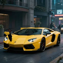 A cinematic film still of a Lamborghini in the movie Blade Runner 2049.