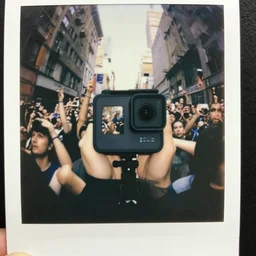low - angle go - pro view, very low - angle, ant's!!! eye!!! view!!, messy photo in the crowd, legs, polaroid photo, by andy warhol