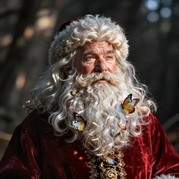 father Christmas with a beard made of butterfly wings