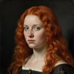 “redhair woman portrait, style renacentist, painting, young, sharp focus”