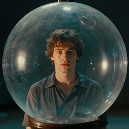movie still of a man inside a bubble, artsy film, beautiful composition, 3 5 mm film