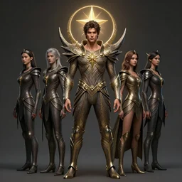 full body portrait of santiago cabrera as a magical star guardian. detailed face, concept art, intricate, highly detailed 8 k, smooth, sharp focus, handsome and aesthetic shape of face and body, artgerm, artstation, art by zexi guo and nira and junpei suzuki and gharliera and rinotuna