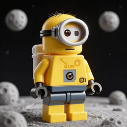 lego minion astronaut on the moon by goro fujita by filip hodas and beeple, realism, sharp details, cinematic, highly detailed, digital, 3 d, yellow colors