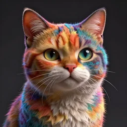 colorful anthromorphic cat portrait detailed photorealistic character concept 3d render