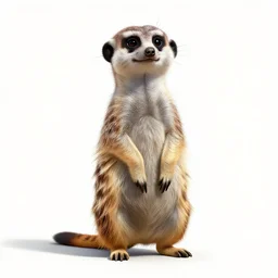 iridescent meerkat, stylized pixar-style 3d render, full body, isolated on a pure white background, centered, entire subject in frame, sharp focus, soft studio lighting
